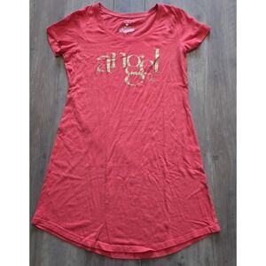 Victoria's Secret Angel Short Sleeve Red Sleep Dress With Gold Glitter Women S